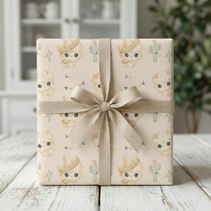 Papel de embrulho para chá de bebê de Cactus e Lla