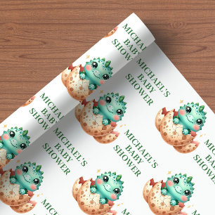 Papel de Embrulho para Chá de Bebê Dinossauro Fofo