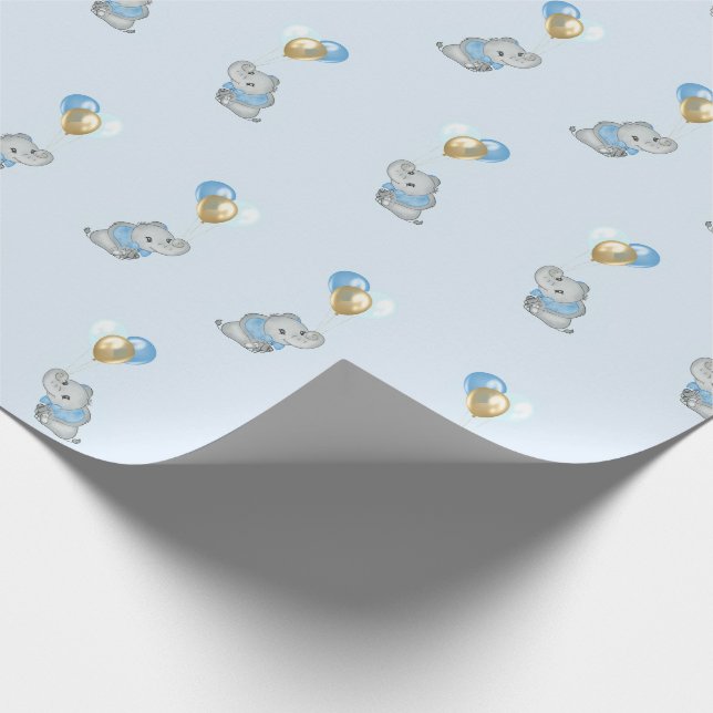 Papel de embrulho para chá de bebê do Elefante Azu (Ponta)