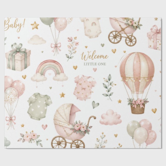 Papel de embrulho para chá de bebê Elegante presen (Aberto)
