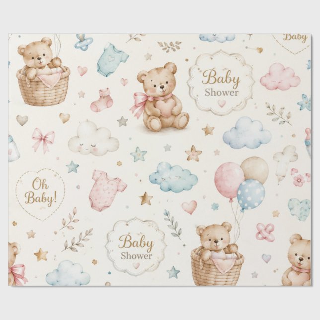 Papel de embrulho para chá de bebê Elegante presen (Aberto)