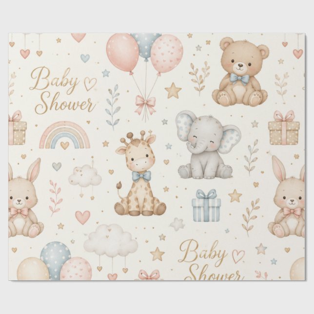 Papel de embrulho para chá de bebê Elegante presen (Aberto)