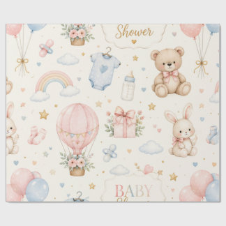 Papel de embrulho para chá de bebê Elegante presen