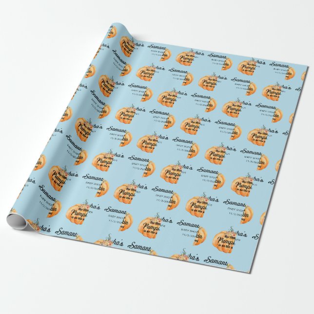 Papel de embrulho para chá de bebê Little Pumpkin (Desenrolado)