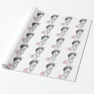 Papel de embrulho para chá de bebê menina princesa