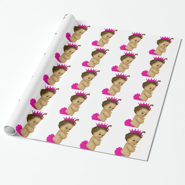 Papel de embrulho para chá de bebê menina princesa (Desenrolado)