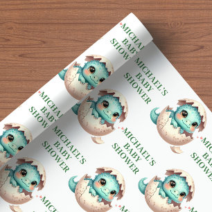 Papel de Embrulho para Chá de Bebê Ovo de Dinossau