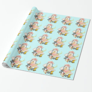 Papel de embrulho para chá de bebê retrô