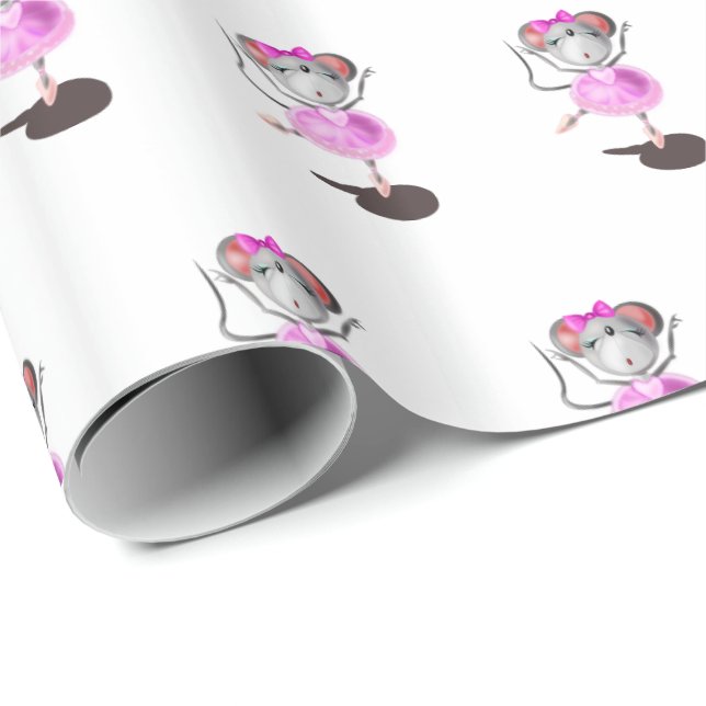 Papel de embrulho para crianças com rato bailarina (Ponta do rolo)
