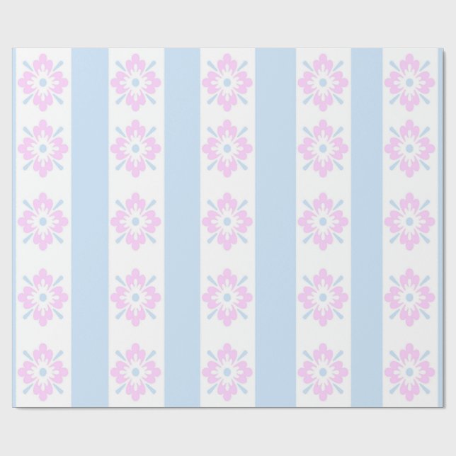 Papel de embrulho para Damasco, rosa pálido e azul (Aberto)