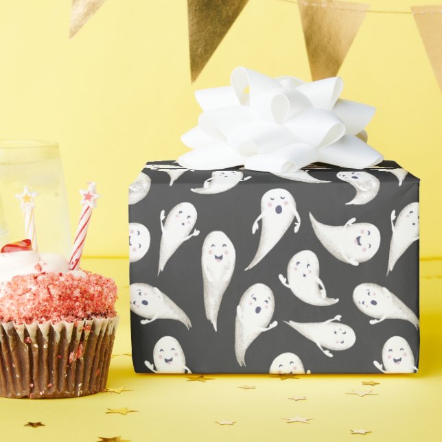 Papel de embrulho para fantasmas do dia das bruxas (Festa de aniversário)