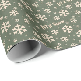 Papel de embrulho para feriado Deixe Nevar - Verde