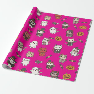 Papel de embrulho para gatos de Dia das Bruxas, bo