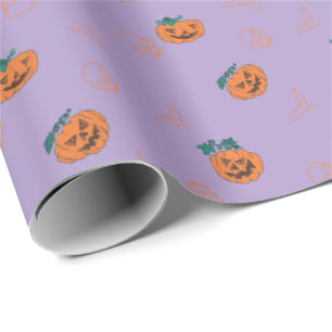 Papel de embrulho para halloween - Pumpkins, Skull