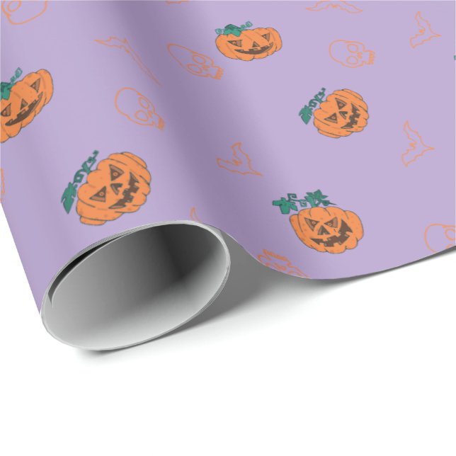 Papel de embrulho para halloween - Pumpkins, Skull (Ponta do rolo)