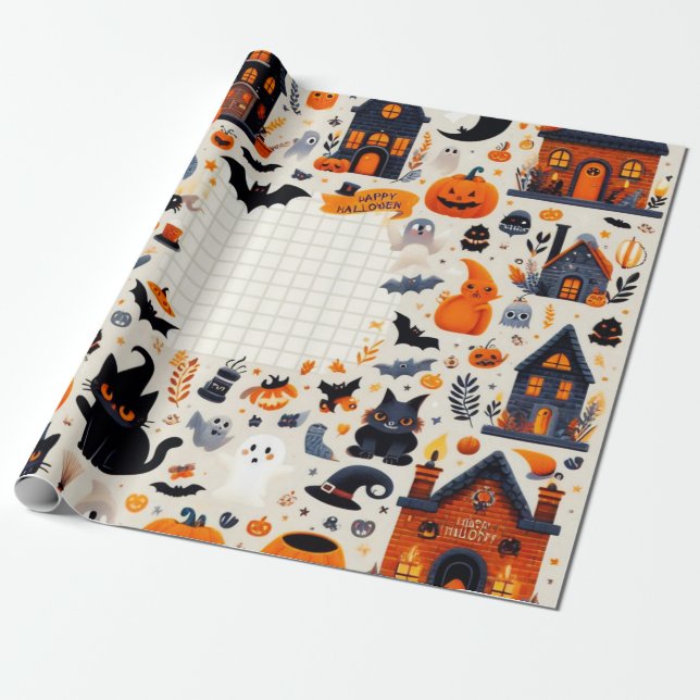 Papel de embrulho para o Dia das Bruxas (Desenrolado)