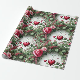 Papel de embrulho para o Dia dos Namorados Rosas e