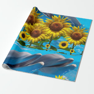 Papel de embrulho para o golfinho de girassol
