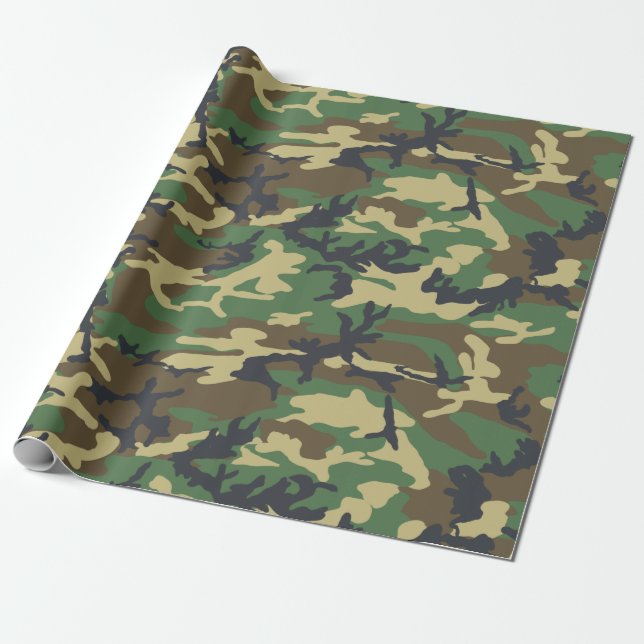 Papel de embrulho para paióis de Camouflage Woodla (Desenrolado)
