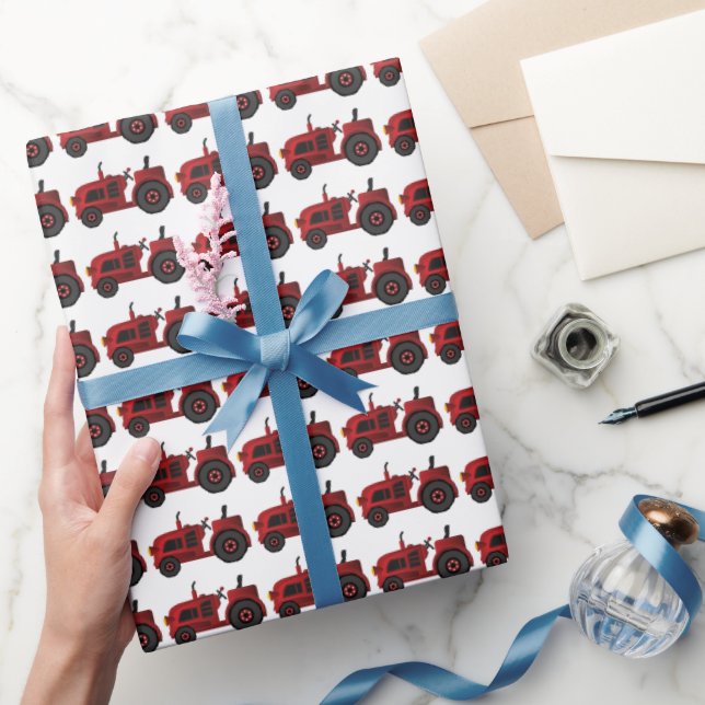 Papel de embrulho para países de tratores vermelho (Presentear)