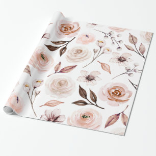 Papel de embrulho para presente com flores Boho em