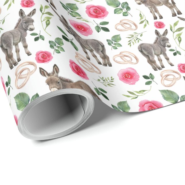 Papel de embrulho para presente de casamento com b (Ponta do rolo)