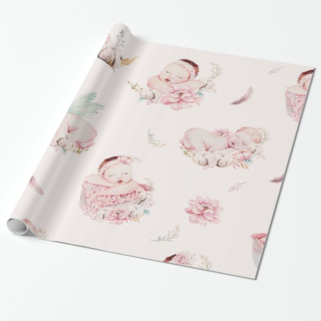 Papel de embrulho para presente de chá de bebê men (Desenrolado)