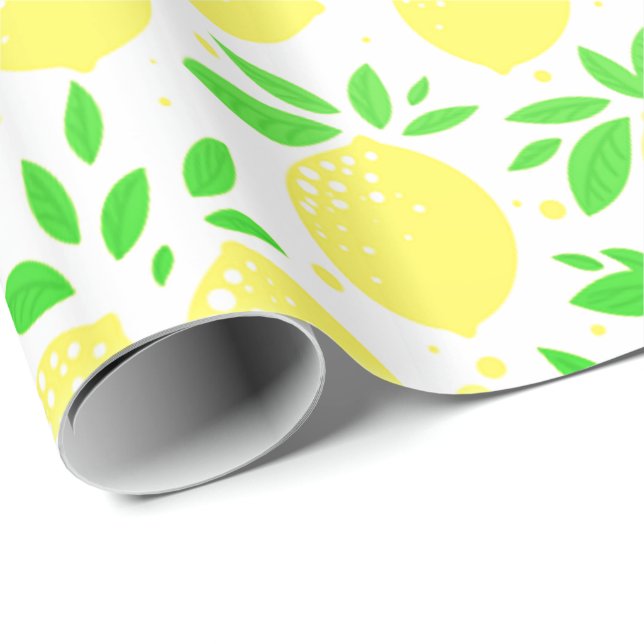 Papel de embrulho para presente de limão amarelo (Ponta do rolo)