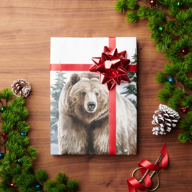 Papel de embrulho para presente do Urso Grizzly Ru (Presente de Natal)