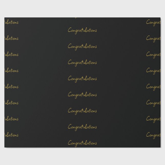 Papel de embrulho Parabéns Preto e Dourado (Barra)