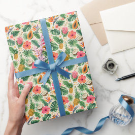 Papel de embrulho paraíso de frutas tropicais e hi