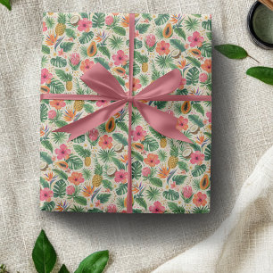 Papel de embrulho paraíso de frutas tropicais e hi