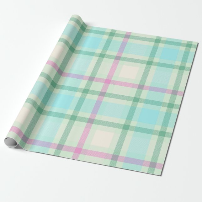 Papel de embrulho pastel de Xadrez de Tartan (Desenrolado)