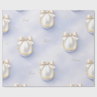 Papel de embrulho Pérola da Fé Design de Laço Eleg