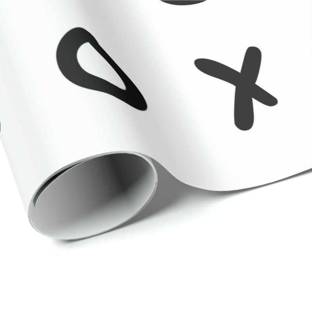 Papel de embrulho personalizado Branco e Preto X O (Ponta do rolo)