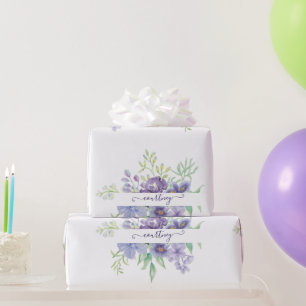 Papel de embrulho personalizado com floral de aqua