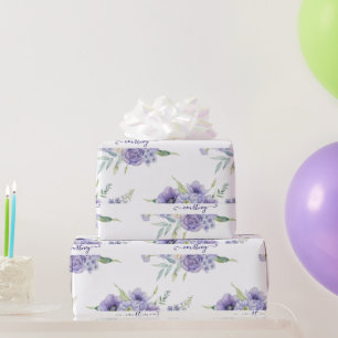 Papel de embrulho personalizado com floral em aqua