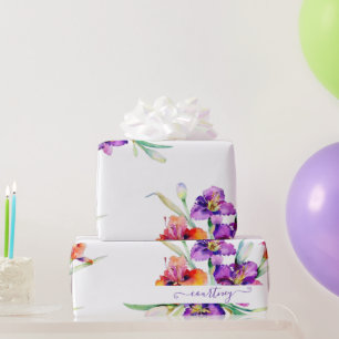 Papel de embrulho personalizado com íris em aquare