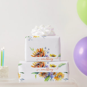 Papel de embrulho personalizado com margaridas em 