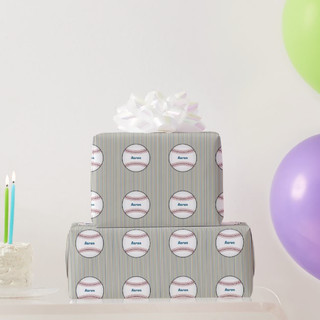 Papel de embrulho personalizado de beisebol listra (Presentes para festas)