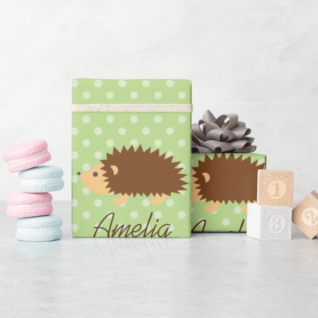 Papel de embrulho personalizado do ouriço bolinha  (Chá de bebê)