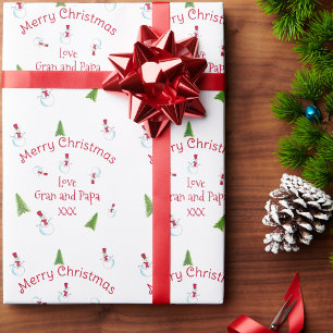 Papel de embrulho personalizado Homem de Neve Nata