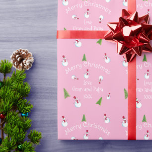 Papel de embrulho personalizado Homem de Neve Nata