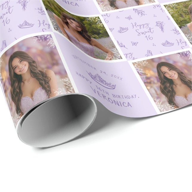 Papel de embrulho personalizado para aniversário d (Ponta do rolo)