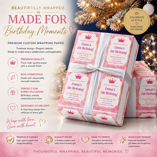 Papel de embrulho personalizado para aniversário d (Criador carregado)