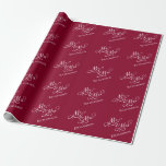 Papel de embrulho personalizado vermelho para senh<br><div class="desc">Envolva seus presentes com estilo usando este lindo papel de embrulho em vermelho burgundy marcante, apresentando um padrão de "Senhor e Senhora" em caligrafia elegante, facilmente personalizado com seu sobrenome. Perfeito para casamentos, lembranças de casamento, aniversários ou chá de noiva, este papel de embrulho sofisticado foi projetado para tornar cada...</div>