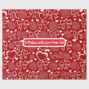 Papel de embrulho personalizável Corações e Rosas