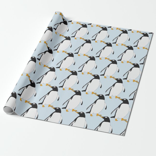 Papel de embrulho Pinguim preto e branco (Desenrolado)