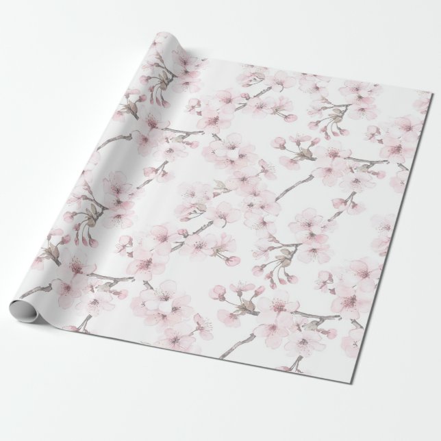 Papel de embrulho Pink Floral Cherry Tree (Desenrolado)
