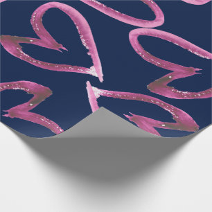 Papel de embrulho pintado à mão dos corações d